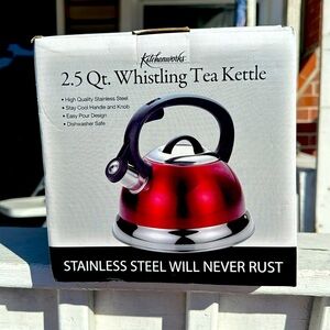 Kitchenworks 2.5 Qt. Whistling Tea kettle Stainless steel blue tea kettle
